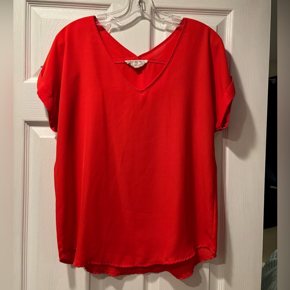 Pink Rose Red V-Neck Top